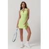 imageQINSEN Womens Zip Front Tennis Dress Polo Collar Racer Back Workout Golf Dresses Build in Shorts with PocketsLime Cream