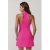 imageQINSEN Womens Zip Front Tennis Dress Polo Collar Racer Back Workout Golf Dresses Build in Shorts with PocketsMagenta
