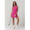 imageQINSEN Womens Zip Front Tennis Dress Polo Collar Racer Back Workout Golf Dresses Build in Shorts with PocketsMagenta