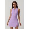 imageQINSEN Womens Zip Front Tennis Dress Polo Collar Racer Back Workout Golf Dresses Build in Shorts with PocketsPurple