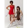 imageQINSEN Womens Zip Front Tennis Dress Polo Collar Racer Back Workout Golf Dresses Build in Shorts with PocketsRed