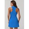 imageQINSEN Womens Zip Front Tennis Dress Polo Collar Racer Back Workout Golf Dresses Build in Shorts with PocketsSapphire Blue
