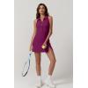 imageQINSEN Womens Zip Front Tennis Dress Polo Collar Racer Back Workout Golf Dresses Build in Shorts with PocketsStriking Purple
