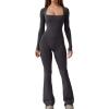 imageQINSEN Jumpsuits for Women Square Neck Wide Leg Full Length Romper PlaysuitBlackened Peal