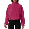 imageQINSEN Women Half Zip Fleece Sweatshirt Mock Neck Long Sleeve Winter Cozy Sherpa Pullover Sweater TopsCabaret
