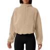 imageQINSEN Women Half Zip Fleece Sweatshirt Mock Neck Long Sleeve Winter Cozy Sherpa Pullover Sweater TopsMoonlight