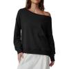 imageQINSEN Womens Oversized Sweatshirt Long Sleeve Off The Shoulder Pullover Casual Comfy Fall OutfitsBlack
