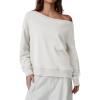 imageQINSEN Womens Oversized Sweatshirt Long Sleeve Off The Shoulder Pullover Casual Comfy Fall OutfitsWhite