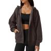 imageQINSEN Womens Relaxed ZipUp Hoodie Fall Oversized Sweatshirt Cozy Fleece Jacket with Pocket