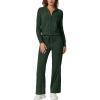imageQINSEN Womens Two Piece Outfits Long Sleeve FullZip Hoodie and Wide Leg Pants Tracksuit Lounge Matching SetForest Green