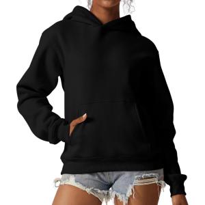 imageQINSEN Womens Fleece Hoodies Casual Long Sleeve Pullover SweatershirtsBlack