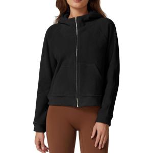 imageQINSEN Womens Full Zipper Hoodies Fleece Lined Collar Pullover Cozy Long Sleeve SweatshirtsBlack