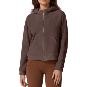 imageQINSEN Womens Full Zipper Hoodies Fleece Lined Collar Pullover Cozy Long Sleeve SweatshirtsBrown