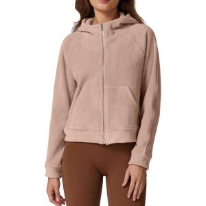 imageQINSEN Womens Full Zipper Hoodies Fleece Lined Collar Pullover Cozy Long Sleeve SweatshirtsHazelnut