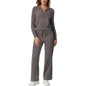 imageQINSEN Womens Two Piece Outfits Long Sleeve FullZip Hoodie and Wide Leg Pants Tracksuit Lounge Matching SetBlackened Peal
