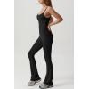 imageQINSEN Flare Jumpsuits for Women Spaghetti Straps Scoop Neck Bodycon Full Length Casual Unitard PlaysuitBlack