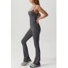 imageQINSEN Flare Jumpsuits for Women Spaghetti Straps Scoop Neck Bodycon Full Length Casual Unitard PlaysuitDark Grey