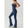 imageQINSEN Flare Jumpsuits for Women Spaghetti Straps Scoop Neck Bodycon Full Length Casual Unitard PlaysuitNavy Blue