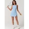 imageQINSEN Womens Crewneck Criss Cross Open Back Tennis Dress Sleeveless Built in Shorts Golf Athletic Dresses with PocketsAiry Blue