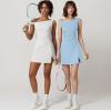 imageQINSEN Womens One Shoulder Sleeveless Tennis Dress Built in Shorts Golf Athletic Dress with PocketsAiry Blue