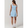 imageQINSEN Womens One Shoulder Sleeveless Tennis Dress Built in Shorts Golf Athletic Dress with PocketsAiry Blue