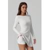 imageQINSEN Womens Open Back Tennis Dress Long Sleeve Built in Shorts Golf Athletic Dress with PocketsWhite