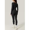 imageQINSEN Womens Sexy Square Neck Long Sleeve Full Length Leggings Bodycon Stretch JumpsuitBlack