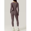 imageQINSEN Womens Sexy Square Neck Long Sleeve Full Length Leggings Bodycon Stretch JumpsuitDark Grey