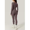 imageQINSEN Womens Sexy Square Neck Long Sleeve Full Length Leggings Bodycon Stretch JumpsuitDark Grey