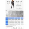imageQINSEN Womens Sexy Square Neck Long Sleeve Full Length Leggings Bodycon Stretch JumpsuitLight Black