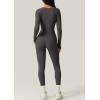 imageQINSEN Womens Sexy Square Neck Long Sleeve Full Length Leggings Bodycon Stretch JumpsuitLight Black