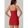imageQINSEN Womens Spaghetti Strap Tennis Dress with Shorts Workout Side Slit Active Golf DressesRed