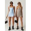 imageQINSEN Womens Spaghetti Strap Tennis Dress with Shorts Workout Side Slit Active Golf DressesWarm Taupe
