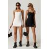 imageQINSEN Womens Spaghetti Strap Tennis Dress with Shorts Workout Side Slit Active Golf DressesWhite