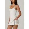 imageQINSEN Womens Spaghetti Strap Tennis Dress with Shorts Workout Side Slit Active Golf DressesWhite