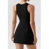 imageQINSEN Womens Square Neck Bodice Dress Sleeveless Tank Top Stretch Flare Mini DressesBlack