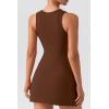 imageQINSEN Womens Square Neck Bodice Dress Sleeveless Tank Top Stretch Flare Mini DressesCinnamon