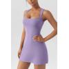 imageQINSEN Womens Square Neck Bodice Dress Sleeveless Tank Top Stretch Flare Mini DressesLight Purple