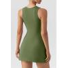 imageQINSEN Womens Square Neck Bodice Dress Sleeveless Tank Top Stretch Flare Mini DressesOlive Branch
