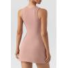 imageQINSEN Womens Square Neck Bodice Dress Sleeveless Tank Top Stretch Flare Mini DressesPale Mauve