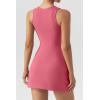 imageQINSEN Womens Square Neck Bodice Dress Sleeveless Tank Top Stretch Flare Mini DressesRoseo