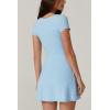 imageQINSEN Womens Square Neck Tennis Dress Short Sleeve Built in Shorts Golf Athletic Dress with PocketsAiry Blue