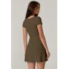 imageQINSEN Womens Square Neck Tennis Dress Short Sleeve Built in Shorts Golf Athletic Dress with PocketsArmy Green