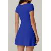 imageQINSEN Womens Square Neck Tennis Dress Short Sleeve Built in Shorts Golf Athletic Dress with PocketsSapphire Blue