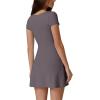 imageQINSEN Womens Square Neck Tennis Dress Short Sleeve Built in Shorts Golf Athletic Dress with PocketsTea Leaf