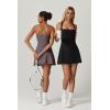 imageQINSEN Womens Square Neck Tennis Dress Sleeveless Built in Shorts Golf Athletic Dress with PocketsBlack