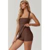 imageQINSEN Womens Square Neck Tennis Dress Sleeveless Built in Shorts Golf Athletic Dress with PocketsChestnut