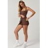 imageQINSEN Womens Square Neck Tennis Dress Sleeveless Built in Shorts Golf Athletic Dress with PocketsChestnut