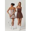 imageQINSEN Womens Square Neck Tennis Dress Sleeveless Built in Shorts Golf Athletic Dress with PocketsChestnut