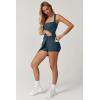 imageQINSEN Womens Square Neck Tennis Dress Sleeveless Built in Shorts Golf Athletic Dress with PocketsDark Blue